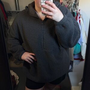 Old Navy Women's Charcoal Sherpa Quarter Zip